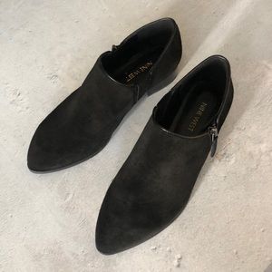 Soft Suede Low Booties, Black